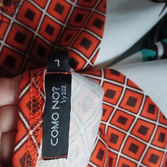 COMO NO? brand tunic, orange, cream, green - Picture 5 of 7